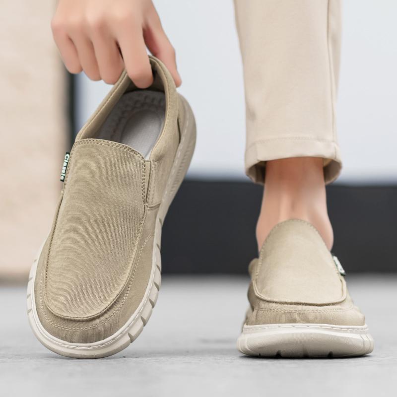 Fashion Men's Stylish Canvas Casual Shoes Lightweight Male Casual Shoes Breathable Sneakers Comfy Ultralight Men Flats Simple Lazy Shoes