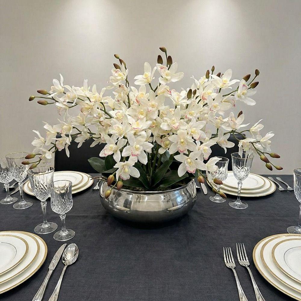 Real Touch Simulation Cymbidiums Handmade Artificial Orchid Flower Fake Flowers Home Decoration