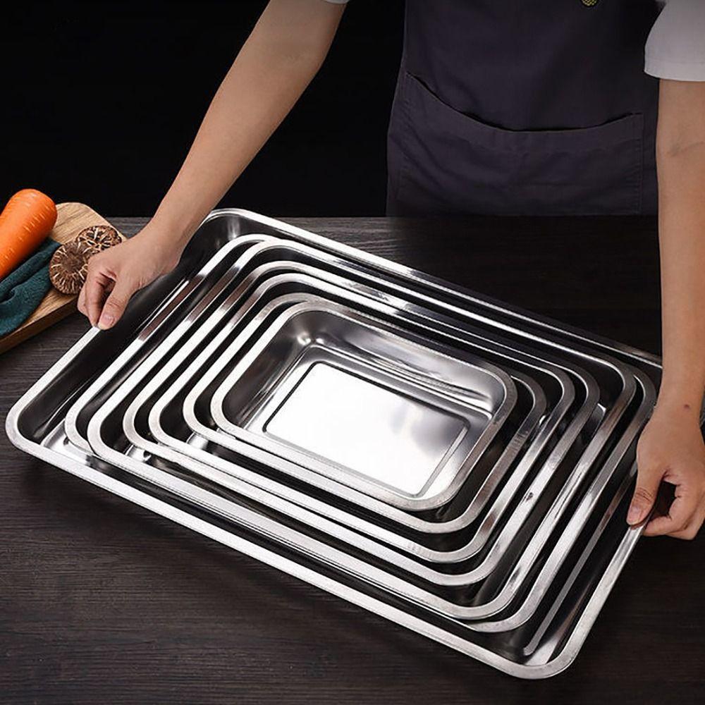 New Stainless Steel Tea Tray Rectangle Japanese Style Drainage Water Tray Serving Plate Teahouse Restaurant