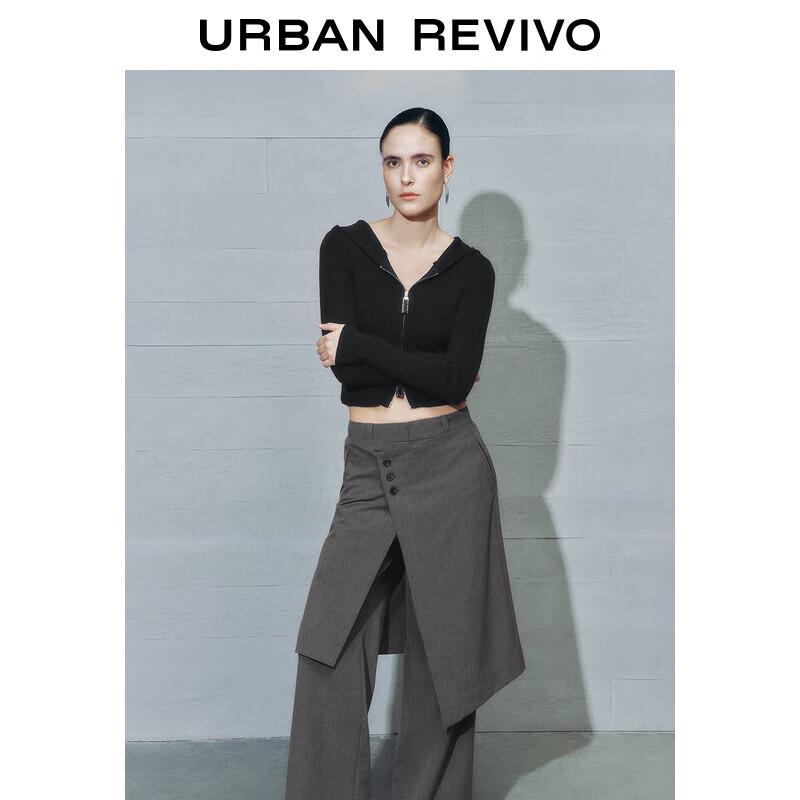 

UR 2025 Spring Double-Zipper Hooded Knit Cardigan XS