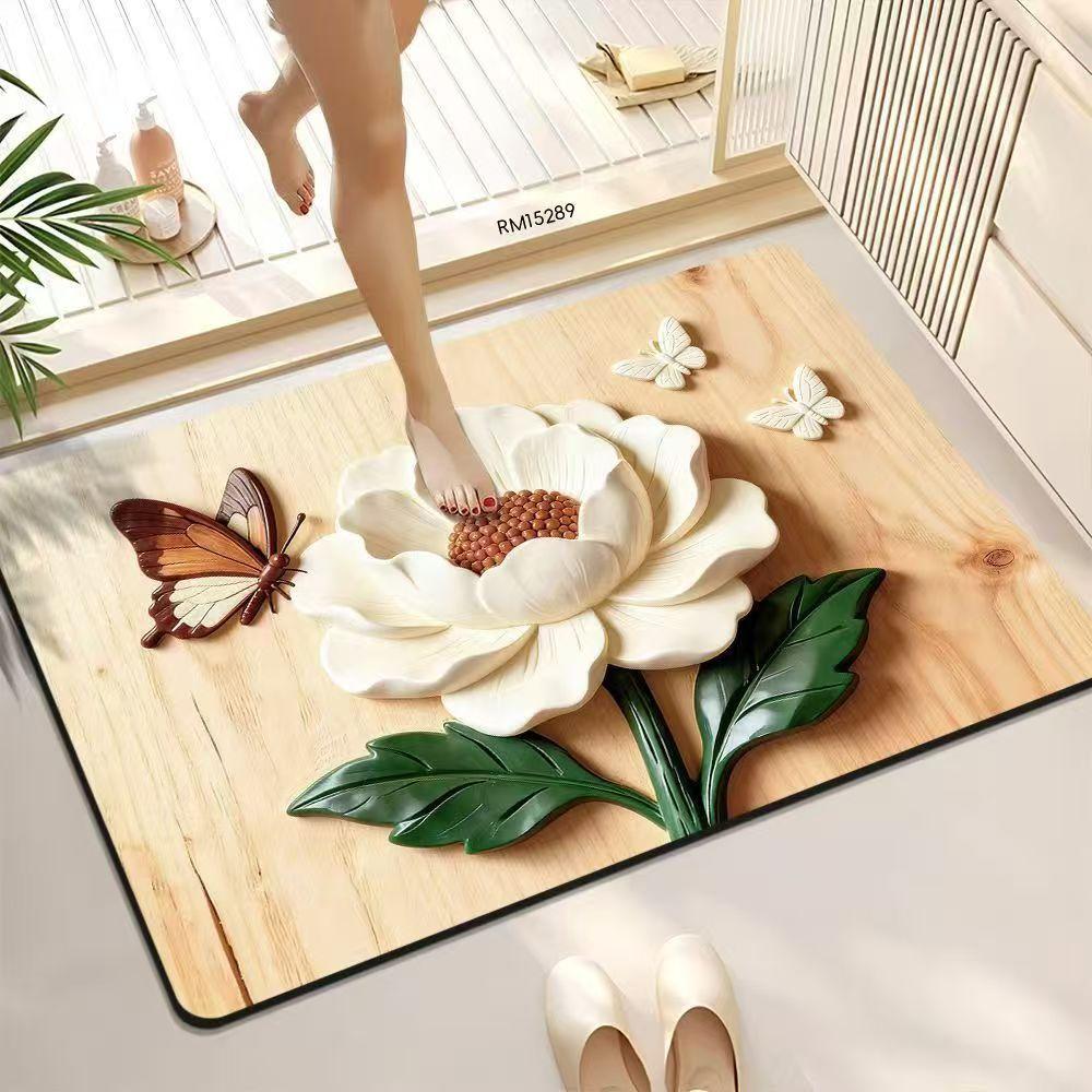 3D visual bathroom floor mat household diatom mud floor mat water-absorbing quick-drying non-slip mat Tianjin carpet