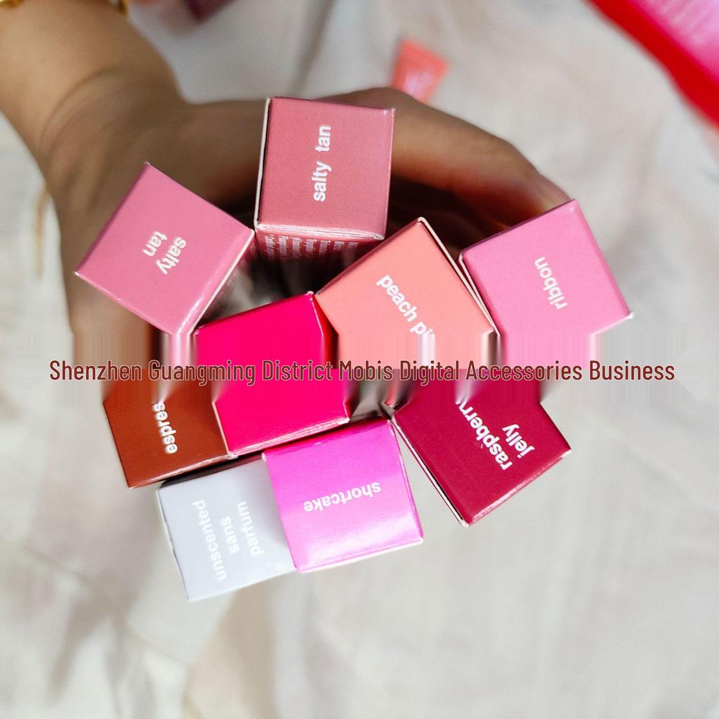 Baume à lèvres teinté Rhodee: Gloss à lèvres hydratant & Rouge à lèvres dans les teintes Ribbon/Toast/Watermelon