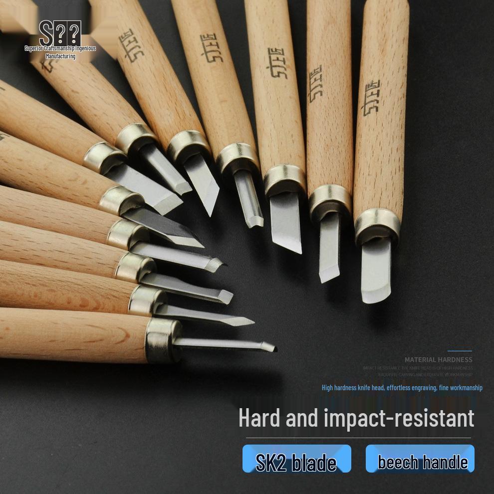 Master Craftsman Wood Carving Knife Set: Handheld Knives & Stamp Carvers for Wood, Rubber, and Plaster Crafting