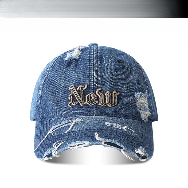 Letter Embroidered Baseball Cap, Korean Style Casual Washed Distressed Caps Women Men Summer Kpop