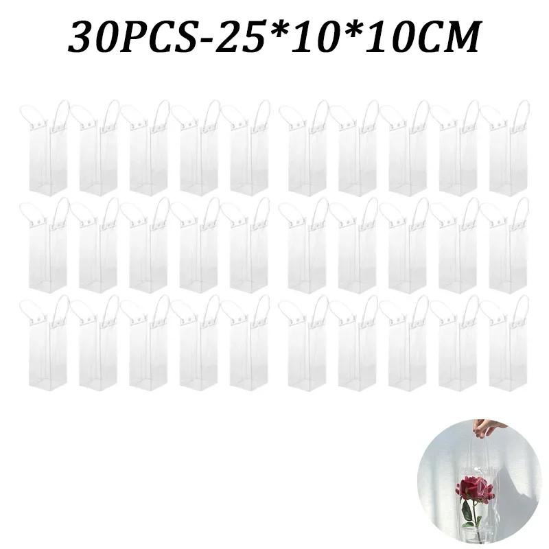 5-100 Stück Klare Plastikgeschenktüten mit Henkel Transparente Geschenktüte Wiederverwendbare Tragetasche PVC Goodie Bags für Hochzeitsfeierzubehör
