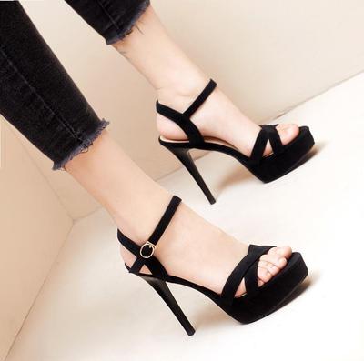 Sandali con plateau e punta aperta da 12 cm - Tacchi versatili da discoteca da donna