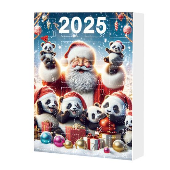 2025 Panda Adventskalender med 24 Panda-pynt Barnas Juleferie Nedtellingskalender Juletrepynt