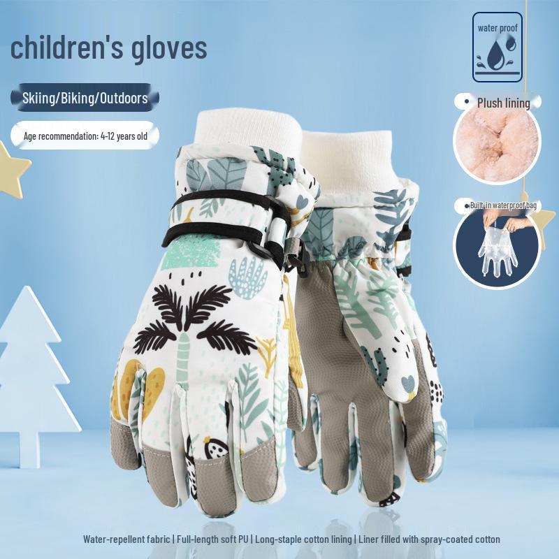 Mănuși de schi impermeabile pentru copii - Calde, antiderapante, îngroșate, căptușite cu catifea pentru băieți și fete