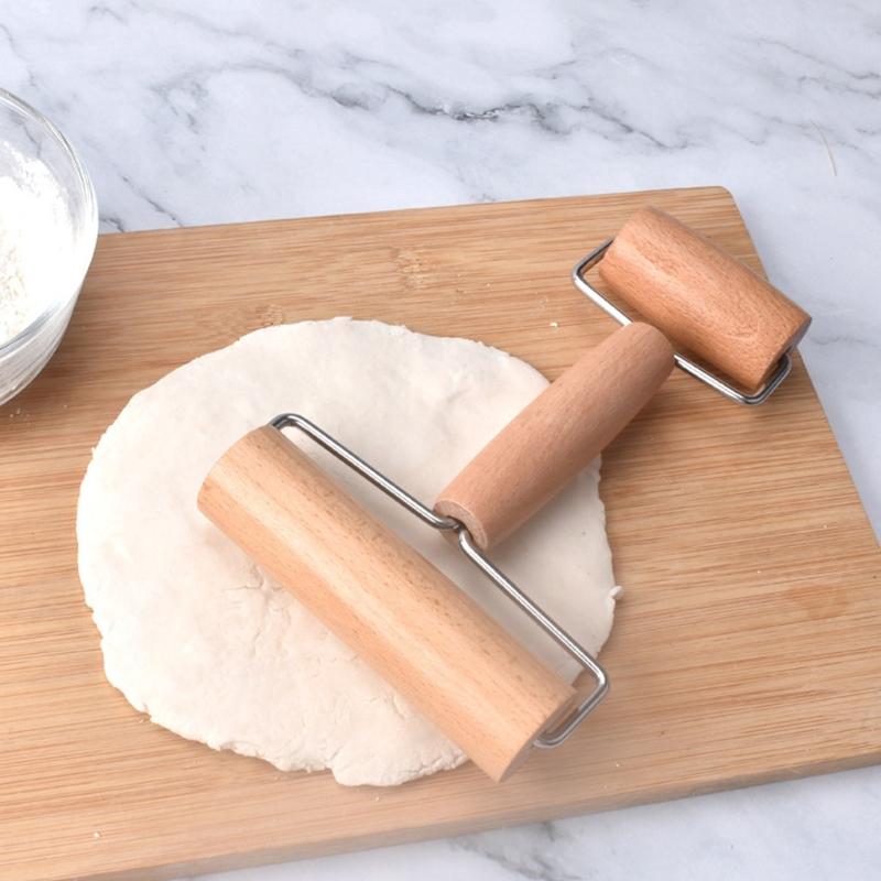 Ergonomic Handle Kitchen Rolling Pin Wooden Dough Flattener Beechwood Roller For Baking Cooking And Food Preparation