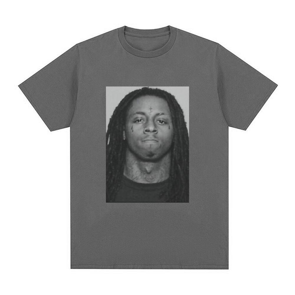 Rapper Lil Wayne Mugshot Graphic T-shirt 100% Cotton Comfort Loose T Shirt Men Hip Hop Vintage Short Sleeve Oversized T-shirts