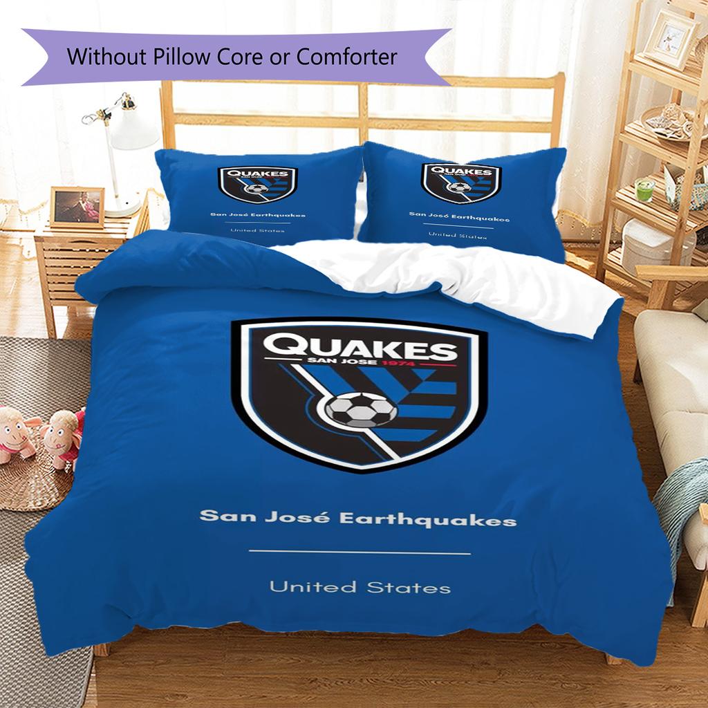 San Jose Earthquakes Pattern Bedding Set Quilt Cover Pillowcase Home Decor Gift (1 * Duvet Cover + 2 * Pillowcase, Without Core)