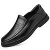 Men's 2025 New Genuine Leather Slip-On Casual Black Shoes - Breathable and Business-Ready