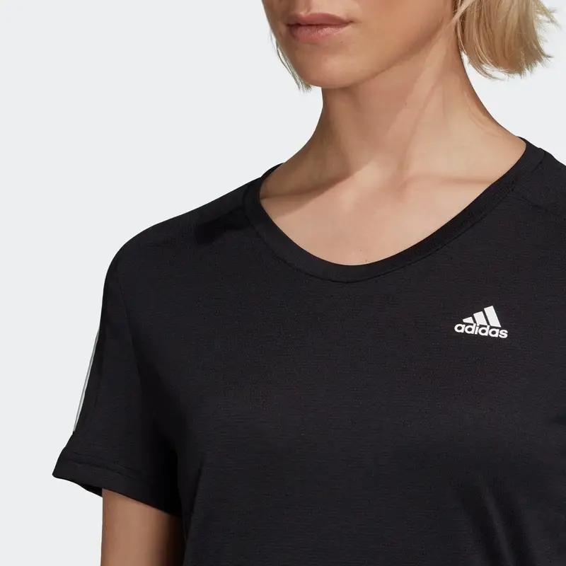 adidas Striped Design Sports Comfortable Round Neck Short Sleeve T-Shirt Women Tops Black GC6627