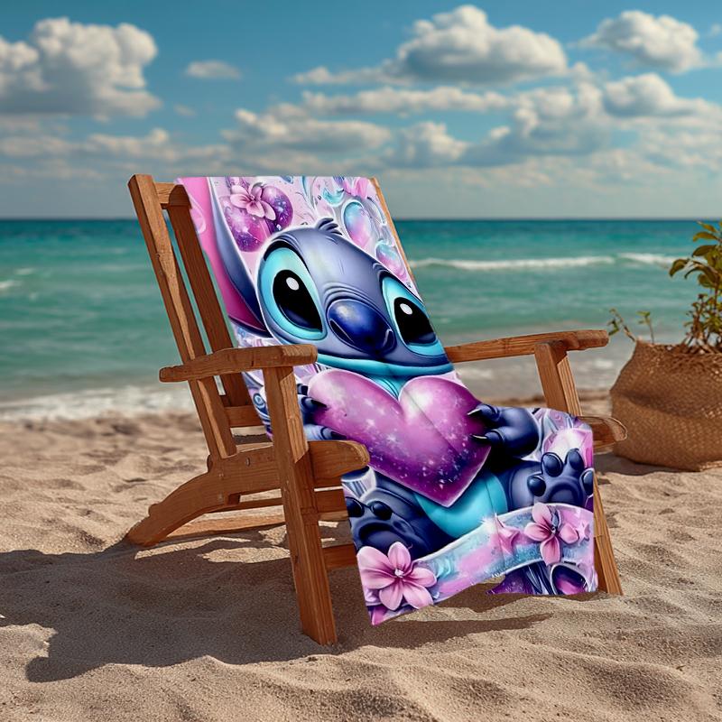 Ultra-Soft Beach Towel with Stitch Theme,Ideal for Pool - Camping, Diving - Perfect Travel Essential, Vibrant Beach Towel.