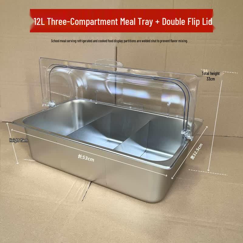 Zhebu Stainless Steel Divided Food Tray with Transparent Lid