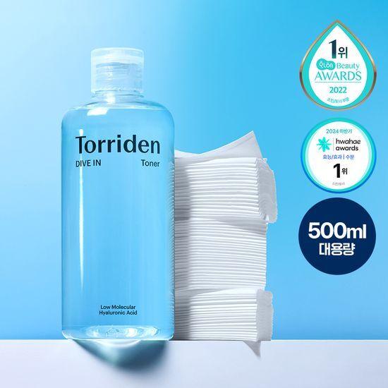 TORRIDEN Dive-in Low-Molecular Hyaluronic Acid Toner 500ml Promotion (+60 Cotton Pads)