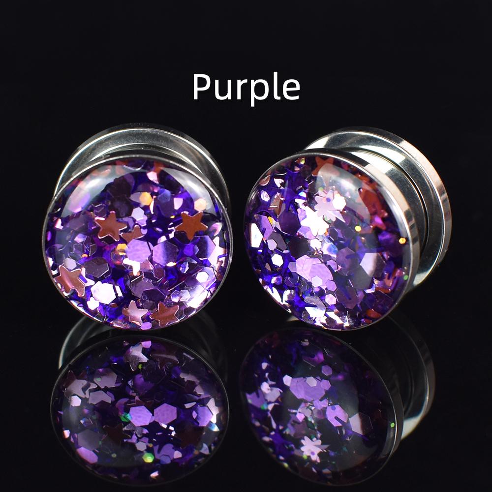 

Мерцающие ушные манометры 3-40 мм, заглушки и туннели, винты, носилки для ушей, расширитель, украшения для тела 12mm фиолетовый