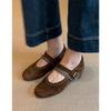 Schafsleder-Version~ Französische Retro-Rundkopfniete Ein-Wort-Schnalle Mary Jane Schuhe Damen Innenhöhenerhöhung Leder Flachmaul Einzelne Schuhe