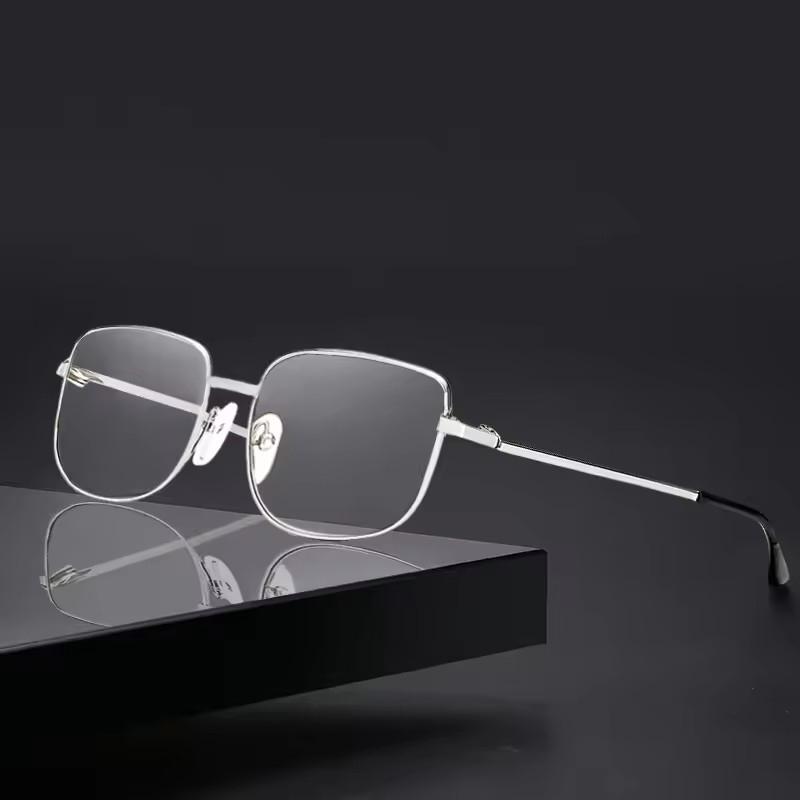 Quadratischer Rahmen Herren Damen Brille Tragbare Leichte Brille Metallrahmen Brille Glas