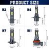2Pcs 25000LM H4 H7 LED Headlight Bulbs 1:1 Mini Canbus H3 H11 H8 Led Lamp 70W CSP for Car Headlamp Fanless DRL Light Auto Fog Lamps 12V 6500K White