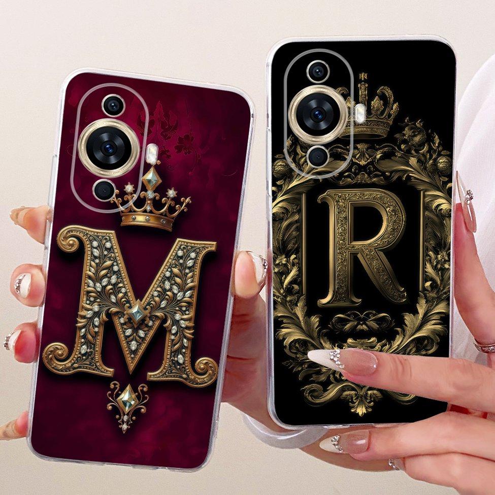 For Huawei nova 11 11se 11pro Case For Huawei nova 11 Pro Cover Clear Luxury A-Z Letters Cool Crown 2D Painted Soft Casing