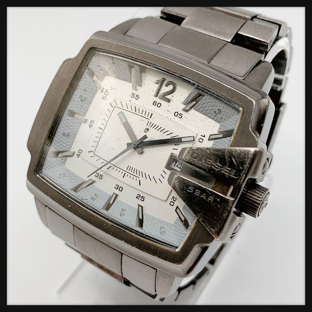 Used [Operation] DIESEL Diesel Men s Watch Quartz Date Big Face White Dial Date