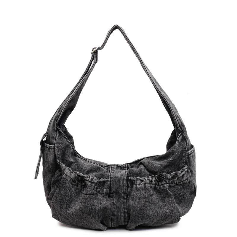 Washed Denim Shoulder Bags Women Large Capacity Canvas Hobos Bags 100% Cott Preppy Style Casual Totes Korea Cloth Packages
