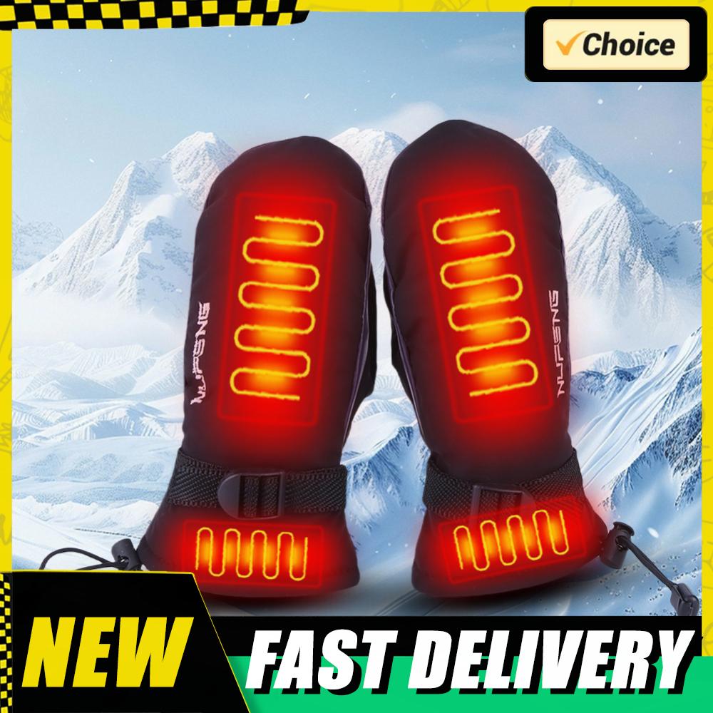 USB Charging Electric Heated Gloves Motorcycle Winter Moto Heated Gloves Warm Waterproof Rechargeable Heating Snowmobile Gloves
