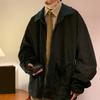 Yousheng Men Jacket Patchwork Color Loose Fit Full Zipper Placket Casual Coat Lapel Long Sleeve Corduroy Outwear