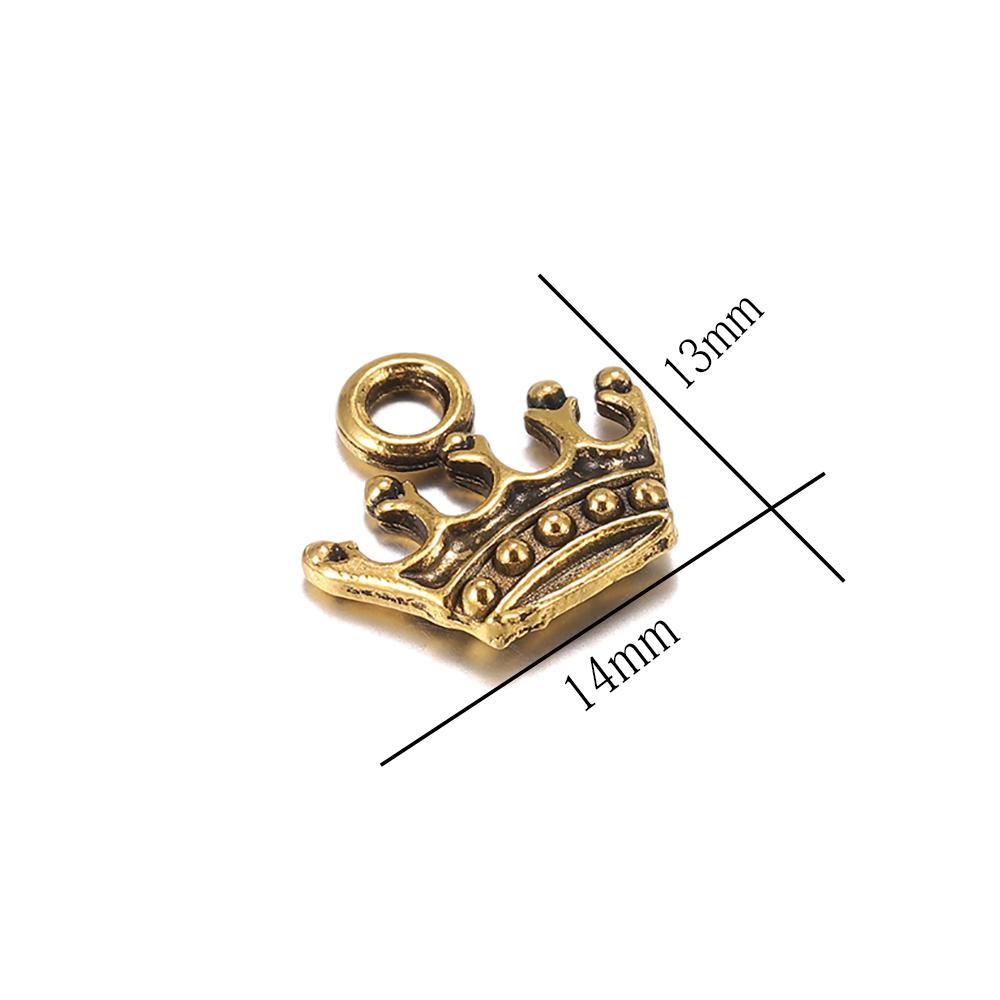20pcs/lot 13x14mm Charms Crown Tibetan Gold Color Charms Pendants Findings DIY Bracelet Jewelry Making Supplies Handmade Craft