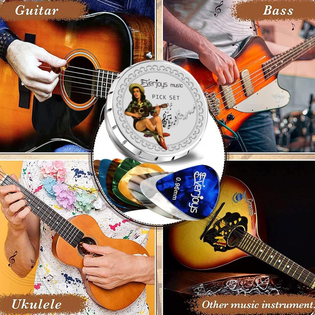 Guitar 20 Celluloid and Felt Picks for Extra Thick Gauge Picks, Pack, Guitar, Bass, Ukulele, Plectrum, Thin, Medium, Thick,