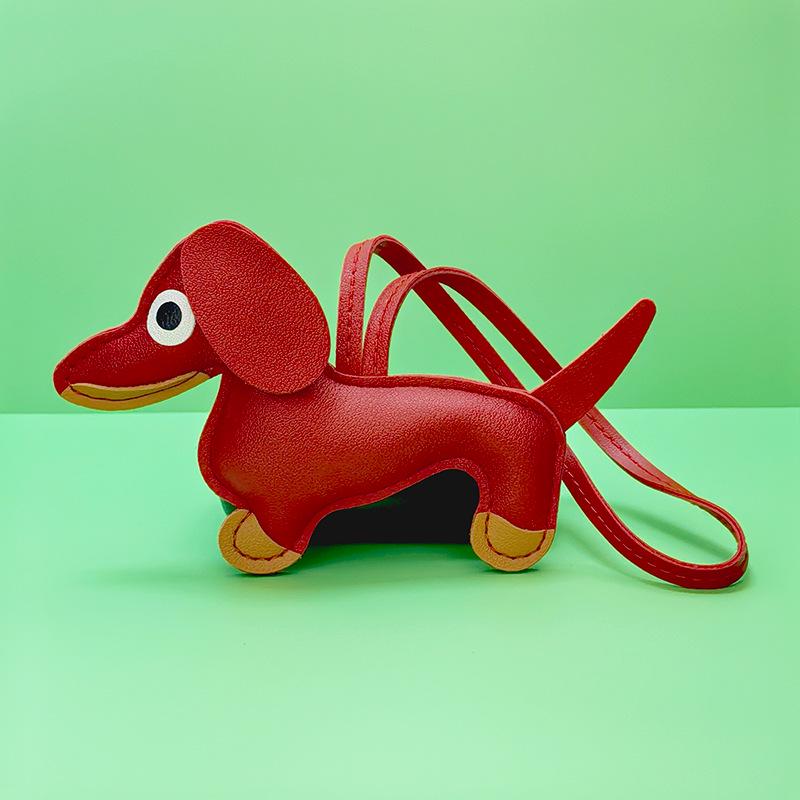 Dachshund Pendant Leather Bag Charm - Cute Cartoon Ornament