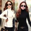 Women Stretch Cotton Turtleneck Long Sleeve Blouse Base Tops