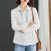 Cotton Embroidered White Shirt with Sun Protection Spring Autumn Design Niche Long Sleeved Blouse Top for Women