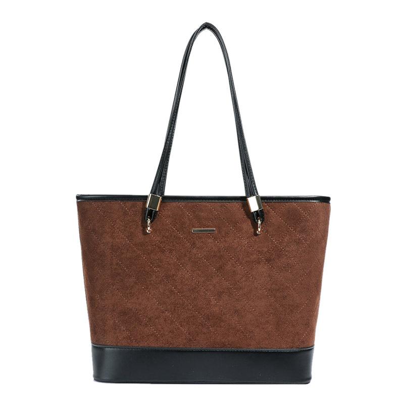 New Retro Deerskin Velvet Portable Commuter Bag, Female Senmeng Trendy Fashion Tote Bag, Large-capacity Stray Bag