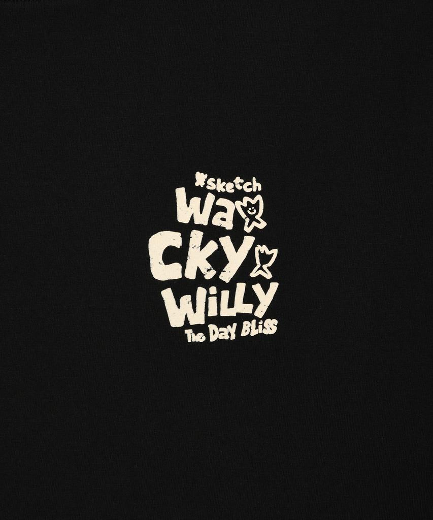 WACKY WILLY Slogan Typo Short Sleeve T-Shirt Black