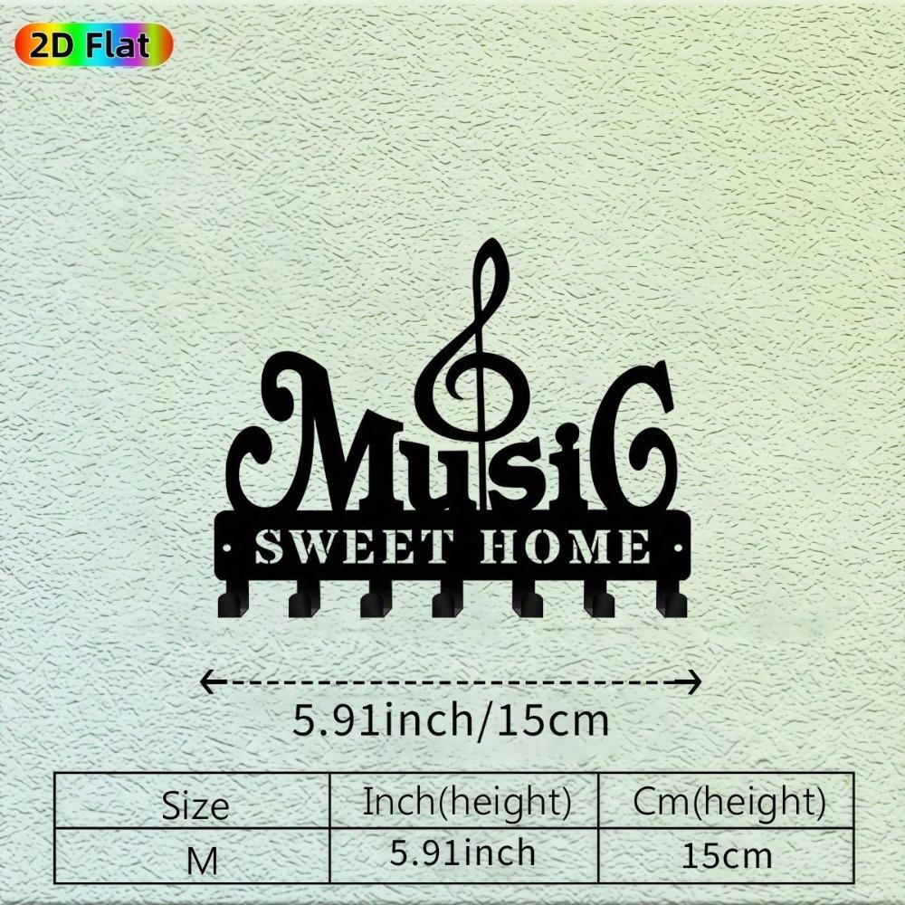 Bohemian Style Metal Key Hook 9.84 Inch Music Theme Wall Organizer for Clothing Hat Office Kitchen Bathroom Decor