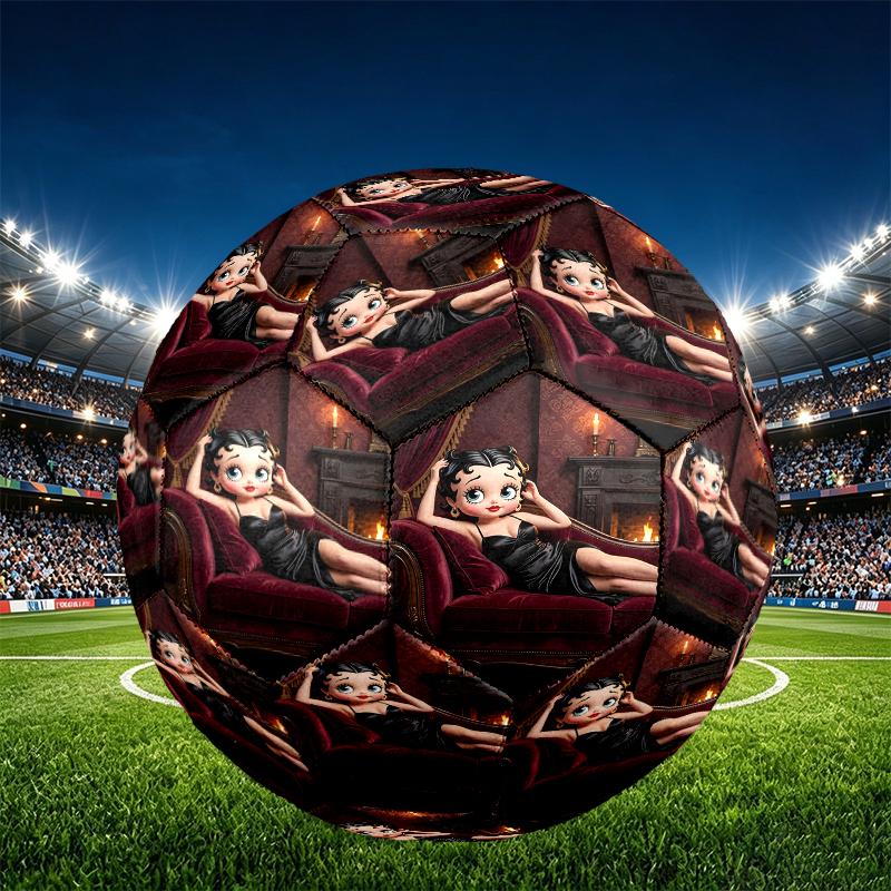 Betty Boop Print Size 5 Soccer Ball, PU Wear Resistant Football for Match Training and Daily Practice, Birthday Gift for Soccer Fans