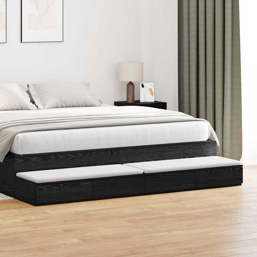 Bed Drawers Black Oak Effect 180 x 36.5 x 16.5 cm