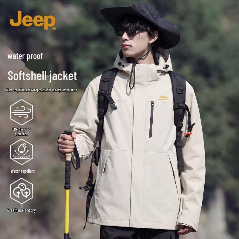 JEEP Unisex Water-Repellent Softshell Hooded Jacket 2XL