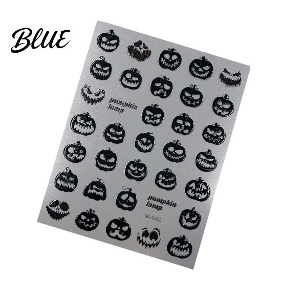 5D Embossed Nail Decals Halloween Art Stickers Skull Pumpkin Ghost Spooky Stickers Decals Waterproof Self Adhesive Manicure Decoration Decorative