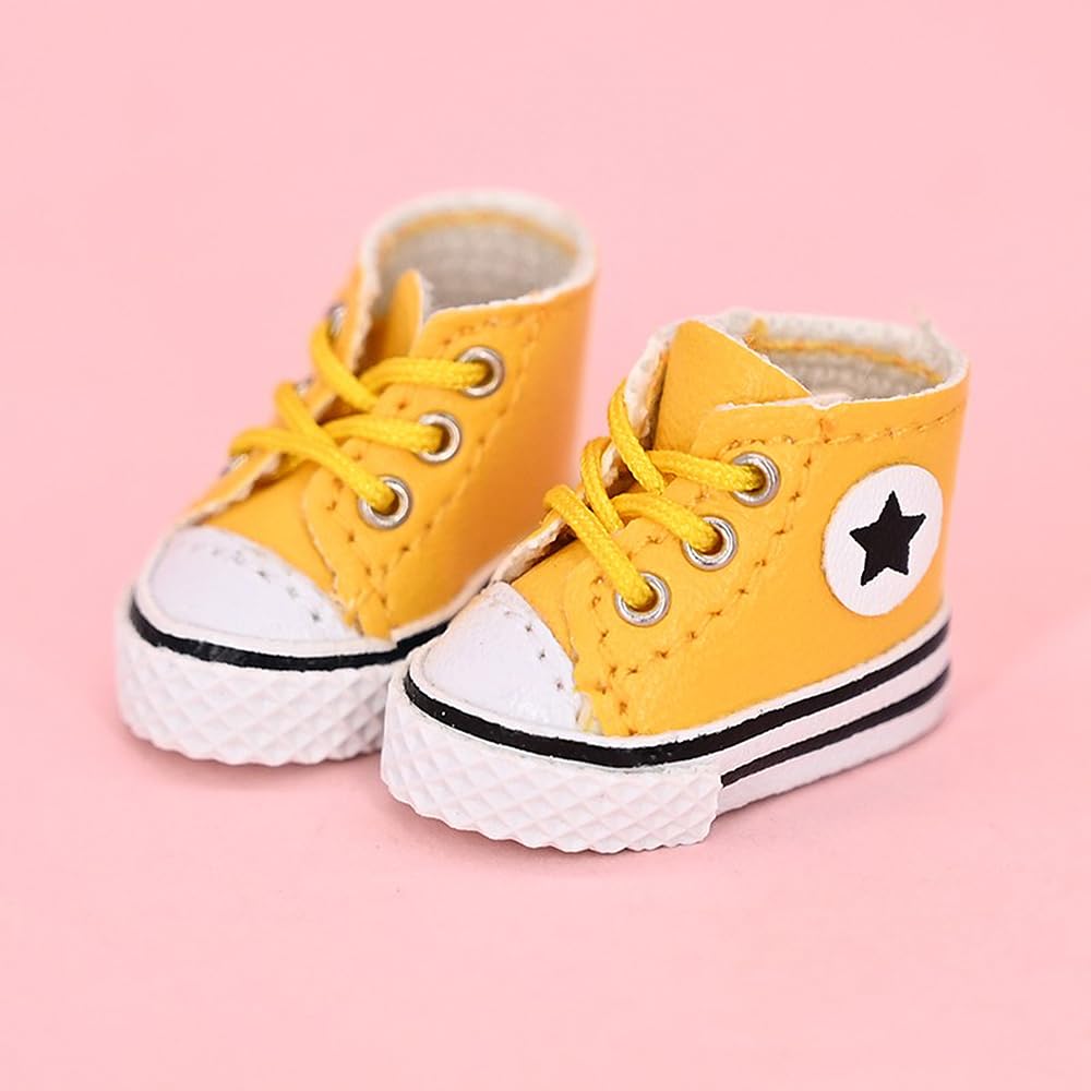 Obitsu 11 OB11 Size Obitsu Doll 11cm Body Shoes Star Skateboard Shoes High Cut Shoes 4 Colors (Yellow)