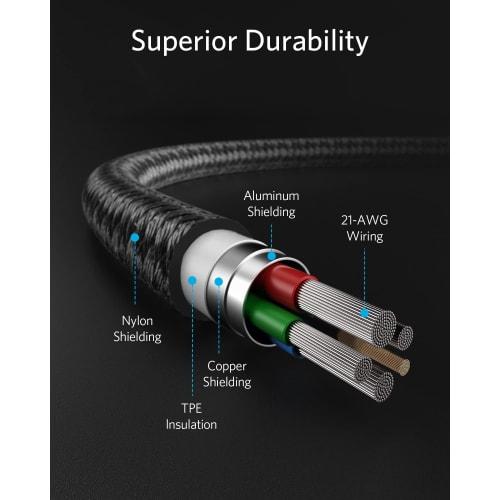 Anker Heavy Duty Nylon USB-C & Lightning Cable MFi Certified USB PD Compatible Compatible with iPhone 14 / 13 / 12 / SE (3rd Generation) (0.3m Black)