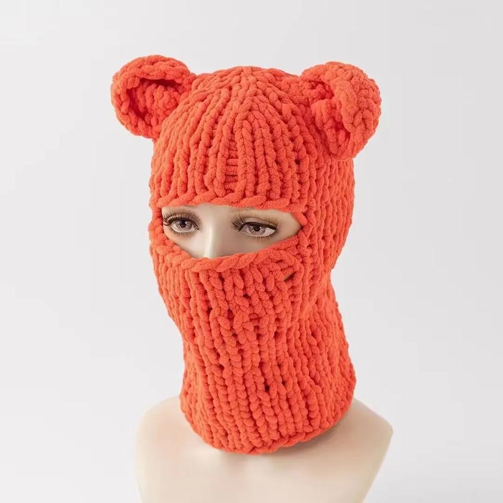 Long Bunny Ears Hat Winter Hand Made Knitted Funny Beanie Cap Thicken Warm Full Face Ski Mask Cover Balaclava For Party