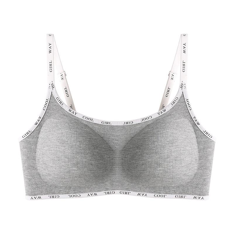 

Autumn and winter polished fashionable and beautiful stand-up support bra letter hemming support gathering pull comfortable underwear S32/70AB серый