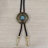 Handcrafts Faux Leather Bolo Tie Necklace Western Cowboy Jewelry Devil Eye Eagle Totem Pendant Necktie for Men and Women