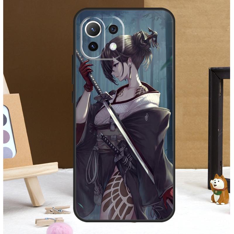 Anime Girl Samurai Case For POCO M6 X3 X5 X6 Pro F3 F5 M5s Cover For Xiaomi 13T 12T 11T 14 Pro 12 13 Lite Case