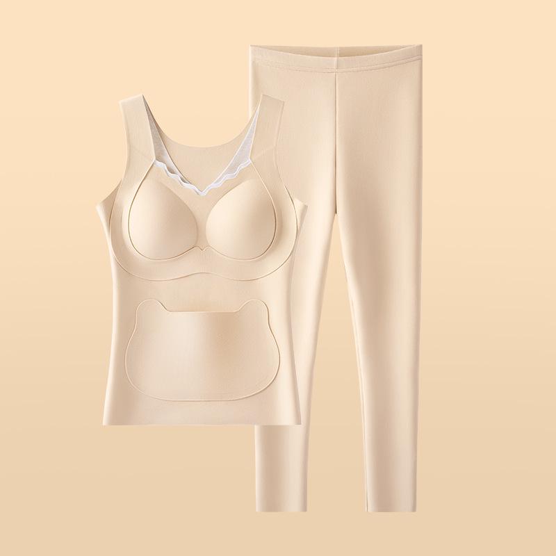 New Style Cashmere Silk Warm Underwear Set with Chest Pad for Middle School Girls: Autumn/Winter