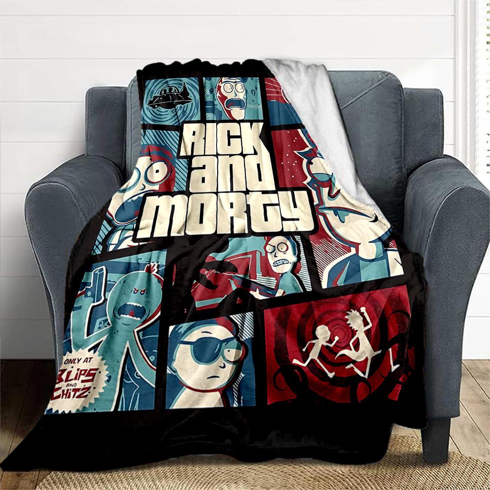 1pc RickMorty Outdoor Blanket Lightweight Flannel, Soft & Warm, All Season Use for Sofa, Outdoor, Camping, Living Room, Office, Chair