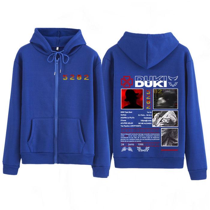 Rapper Duki 5202 MIXTAPE Album Zipper Hoodies Men's Women Y2k Clothing Loose Zip Up Sweatshirts Oversized Vintage Jackets Coats